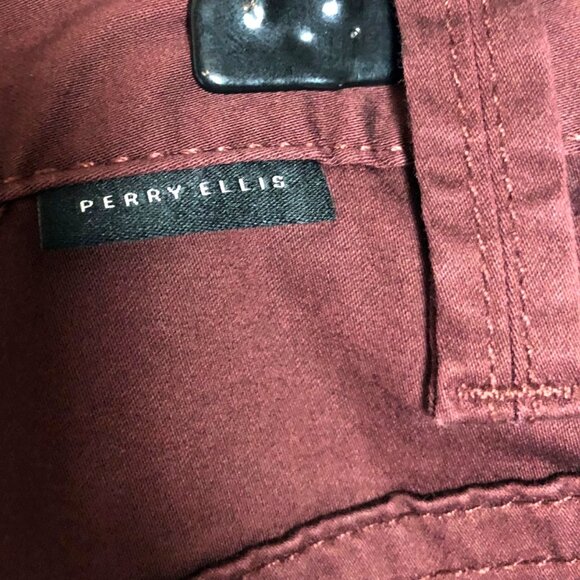 Perry Ellis Mens Slim Fit Maroon Pants 30x30 Cotton Blend Casual Wear - Picture 8 of 9
